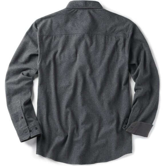 Mens Solid Grey Mood Cotton Flannel Shirt Long Sleeve Casual Outdoor Plaid - Picture 9 of 9